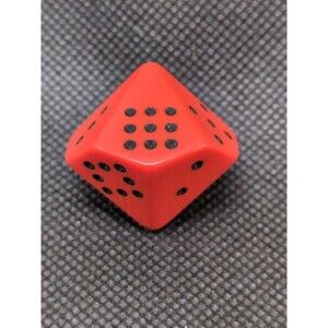 Vintage Dark Orange D10 With Black Colored Pips 25MM Dice